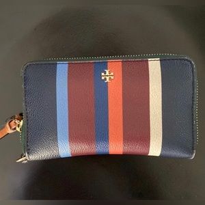 Tory Burch Kerrington Blue Multi Colored Wristlet Wallet